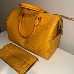 Louis Vuitton Yellow Epi Leather Speedy 25 with wallet